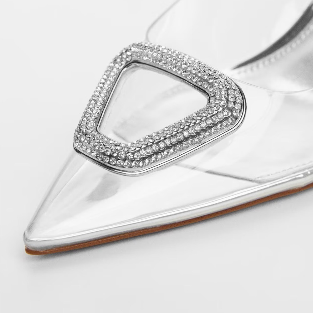 Mango Clear PVC Slingback Heels with Silver Accents - Picture 2 of 13